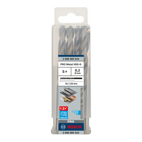 Bosch Punta trapano HSS-G DIN 338 per metallo, 9,2x81x125mm
