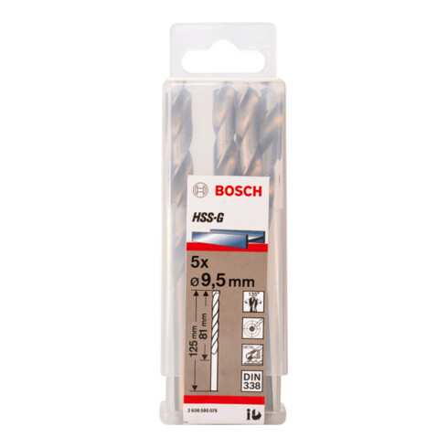 Bosch Punta trapano HSS-G DIN 338 per metallo, 9,5x81x125mm