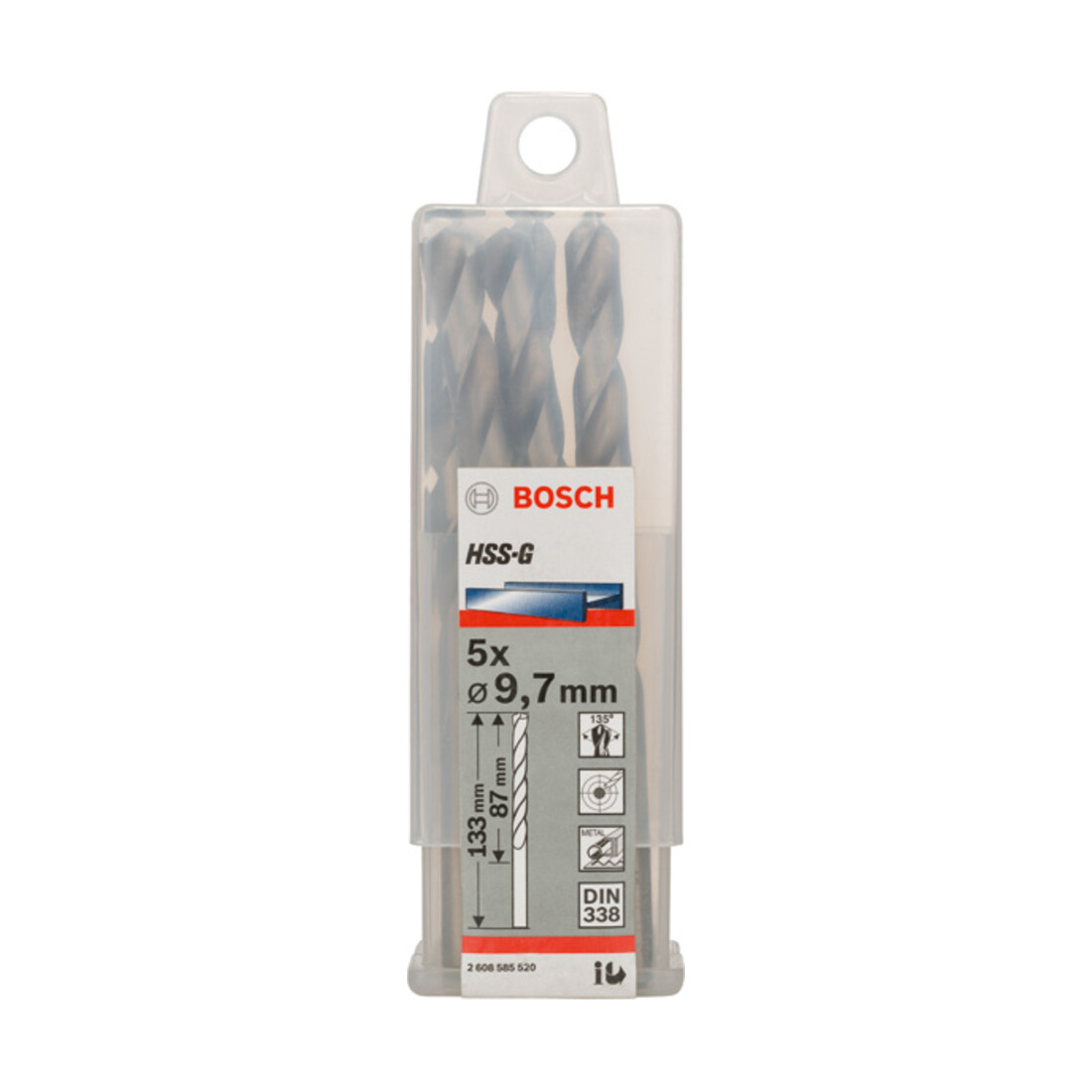 Bosch Punta trapano HSS-G DIN 338 per metallo, 9,7x87x133mm