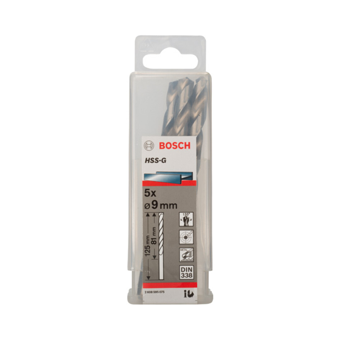 Bosch Punta trapano HSS-G DIN 338 per metallo, 9x81x125mm