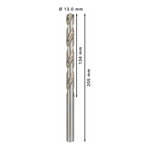 Bosch Punta trapano HSS-G DIN 340 per metallo, 13x134x205mm