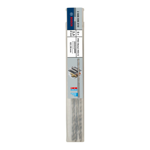 Bosch Punta trapano HSS-G DIN 340 per metallo, 2,5x62x95mm