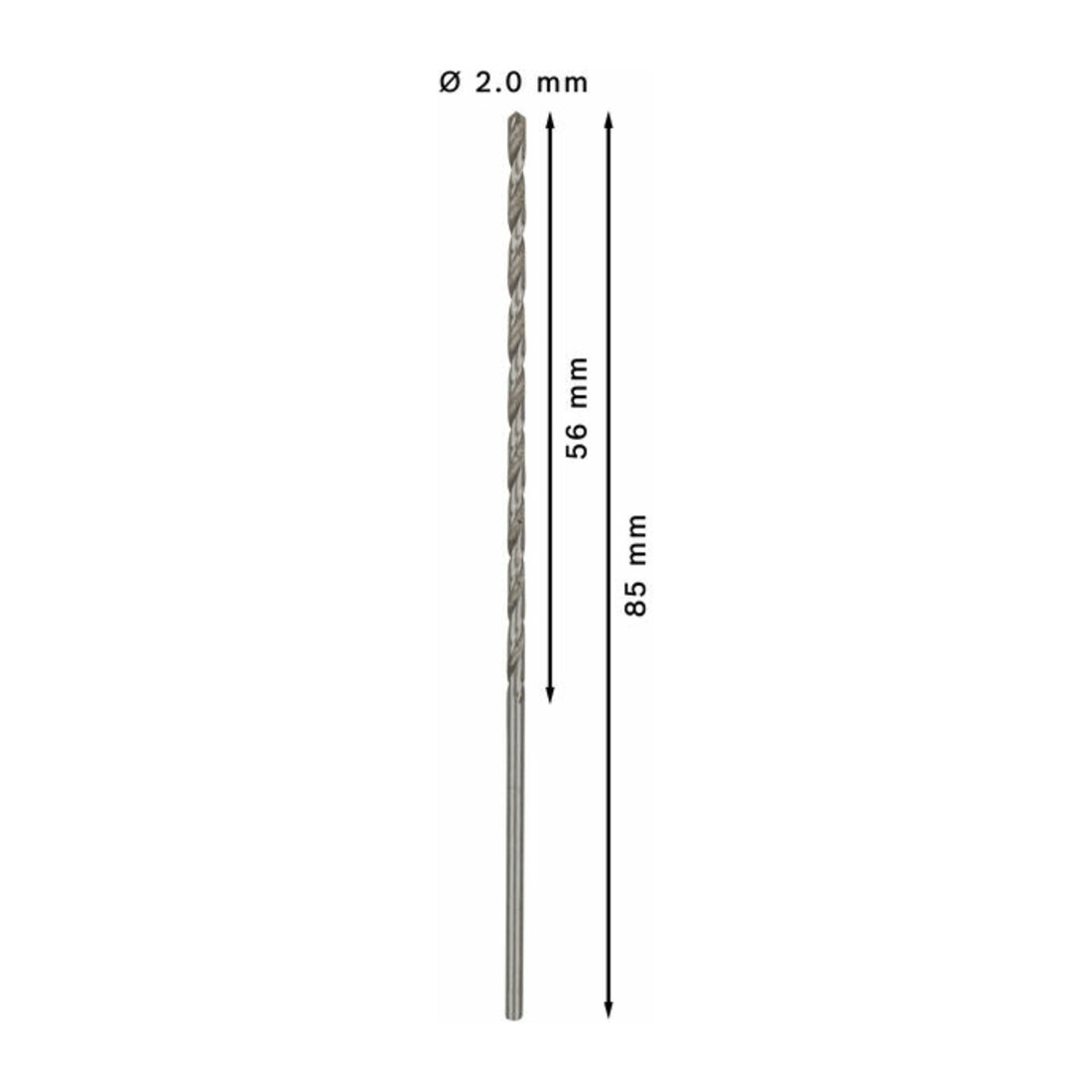 Bosch Punta trapano HSS-G DIN 340 per metallo, 2x56x85mm