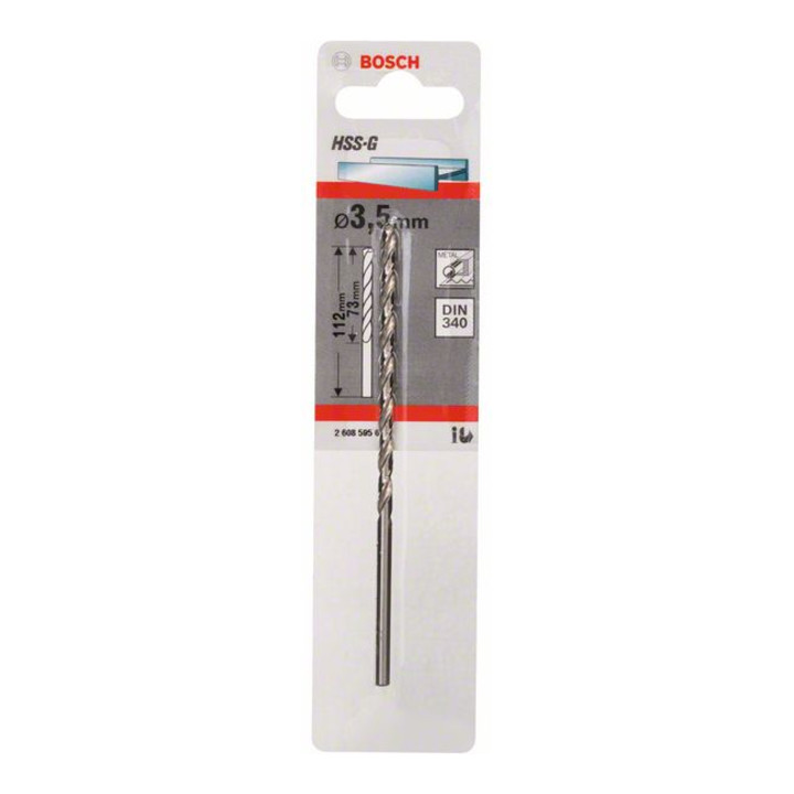 Bosch Punta trapano HSS-G DIN 340 per metallo, 3,5x73x112mm