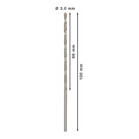 Bosch Punta trapano HSS-G DIN 340 per metallo, 3x66x100mm