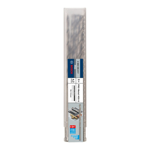 Bosch Punta trapano HSS-G DIN 340 per metallo, 4,2x78x119mm