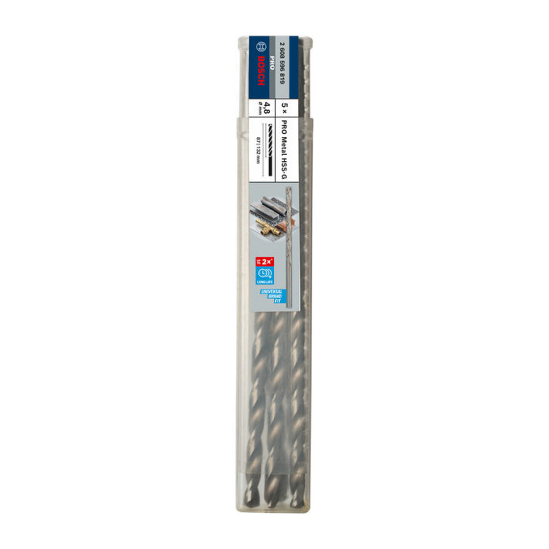Bosch Punta trapano HSS-G DIN 340 per metallo, 4,8x87x132mm