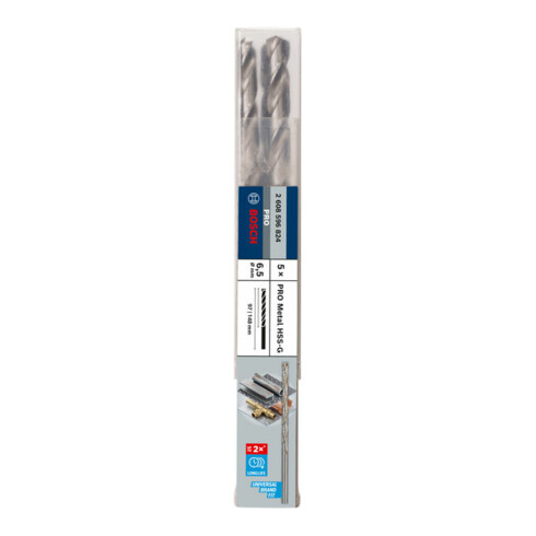 Bosch Punta trapano HSS-G DIN 340 per metallo, 6,5x97x139mm
