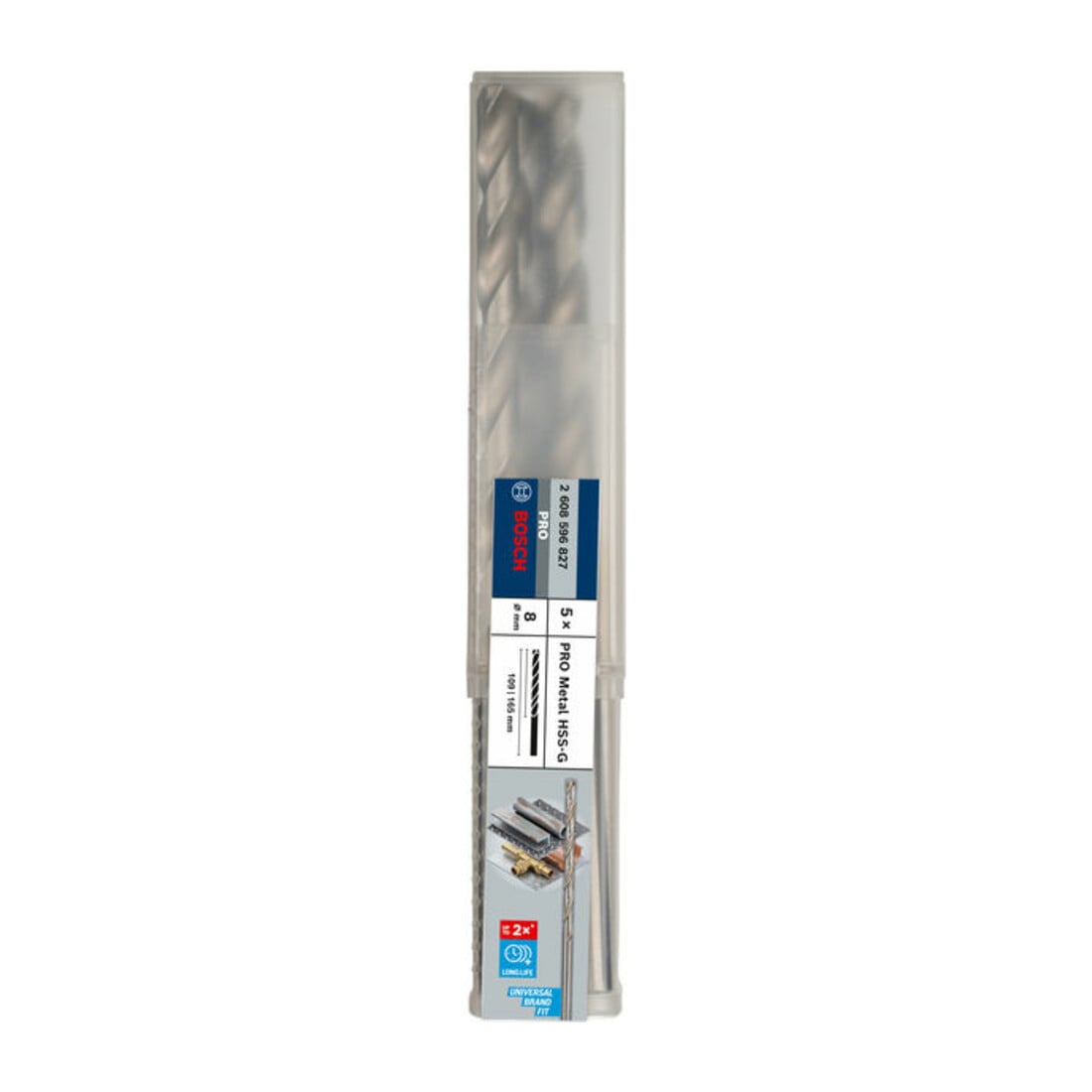 Bosch Punta trapano HSS-G DIN 340 per metallo, 8x109x165mm