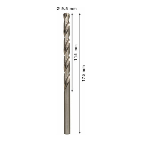 Bosch Punta trapano HSS-G DIN 340 per metallo, 9,5x115x175mm
