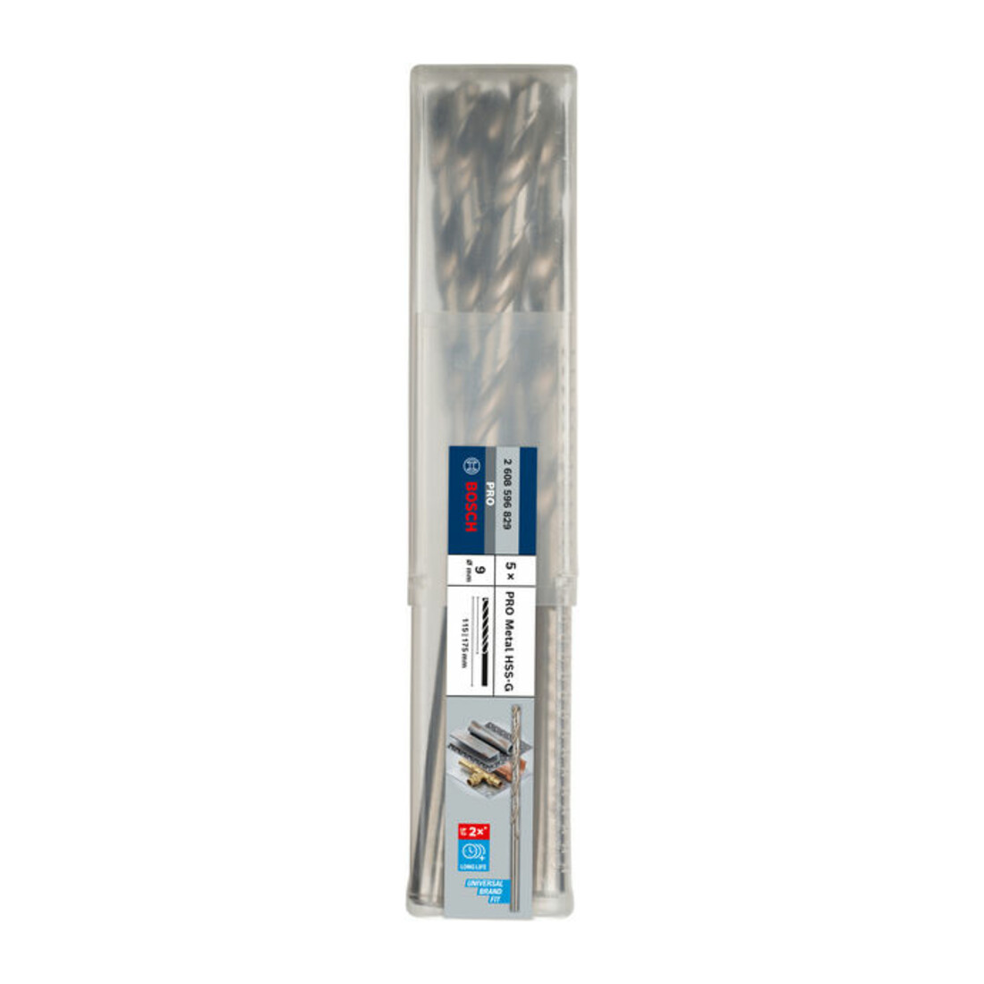 Bosch Punta trapano HSS-G DIN 340 per metallo, 9x115x175mm
