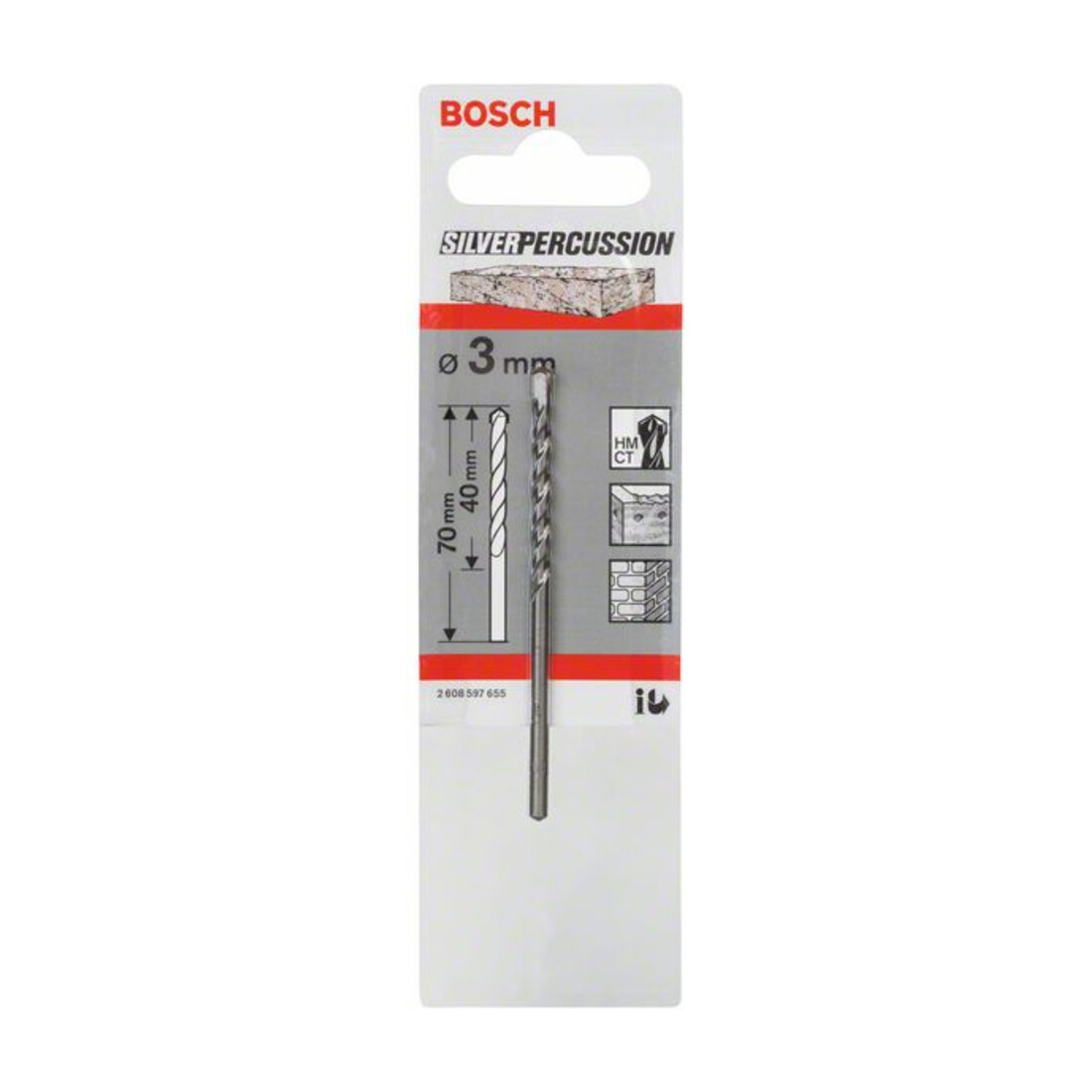 Bosch Punta trapano per calcestruzzo CYL-3, 3x40x70mm, Ø2,8mm