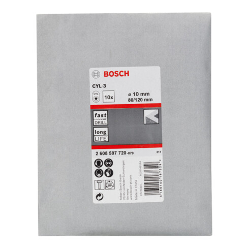 Bosch Punta trapano per calcestruzzo CYL-3 Silver Percussion, 10x80x120mm Ø9mm