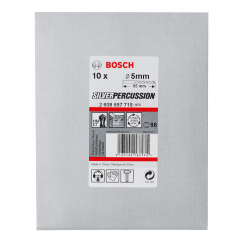 Bosch Punta trapano per calcestruzzo CYL-3 Silver Percussion, 5x50x85mm Ø4,5mm