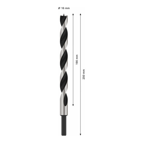 Bosch Punta trapano per legno, punta M, 16x250mm d 10mm