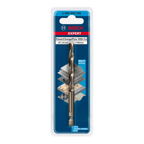 Bosch Punte da centro Power Change Plus EXPERT HSS-Co 7,15 x 105 mm per perforatrici rotative e trapani a percussione