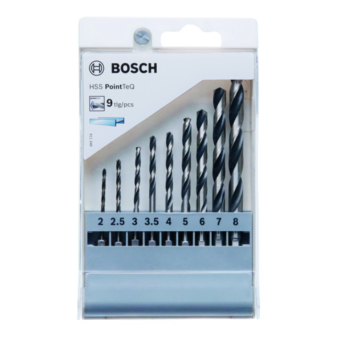 Bosch Punte trapano esagonali HSS PointTeQ, 9pz. 2/2,5/3/3,5/4/5/6/7/8mm