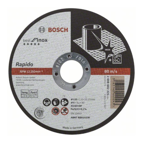 Bosch rechte doorslijpschijf Best for Inox Rapido Long Life A 60 W BF 41, 125x22,23x1 mm