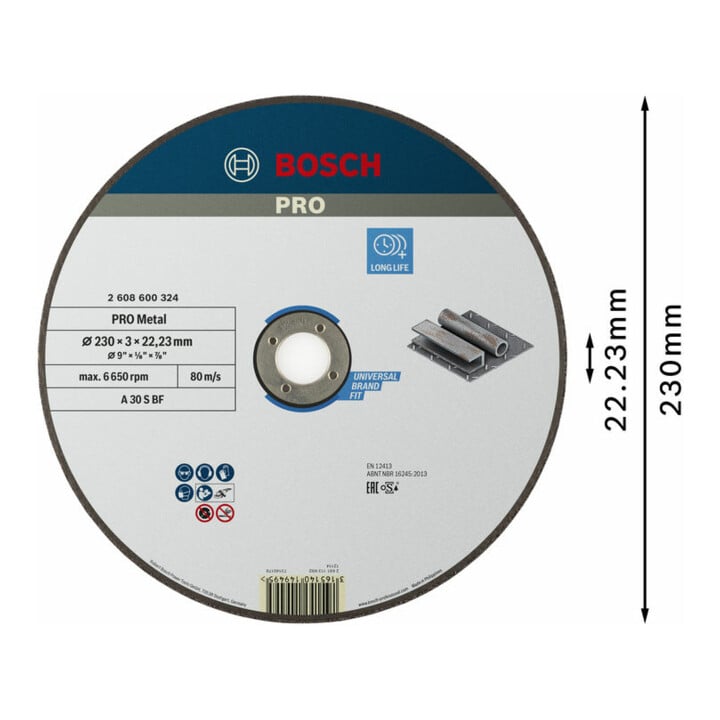 Bosch rechte doorslijpschijf Expert for Metal A 30 S BF 230 mm 3,0 mm