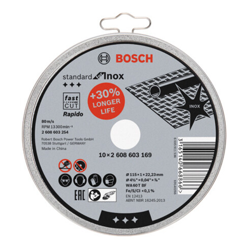 Bosch doorslijpschijf recht Standard for Inox Rapido WA 60 T BF