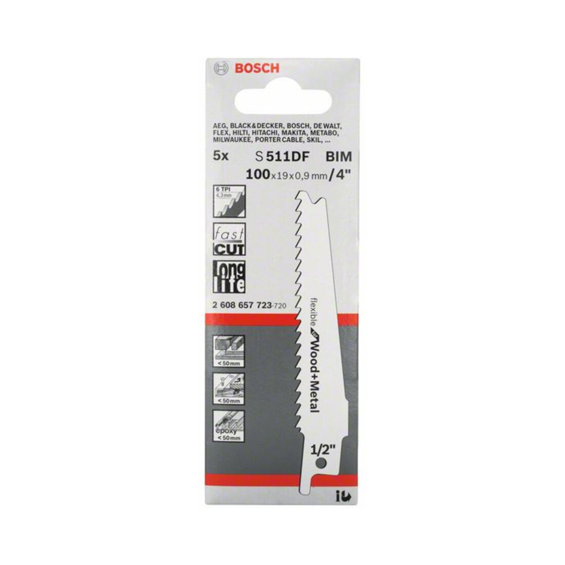Bosch reciprozaagblad S 511 DF, Flexible for Wood and Metal