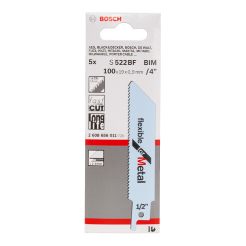 Bosch reciprozaagblad S 522 BF, Flexibel for Metal
