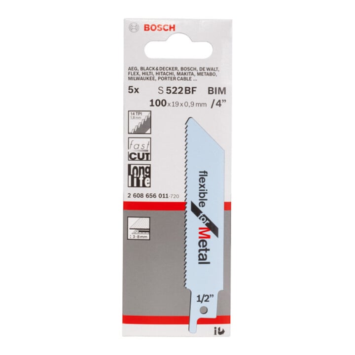 Bosch reciprozaagblad S 522 BF, Flexibel for Metal