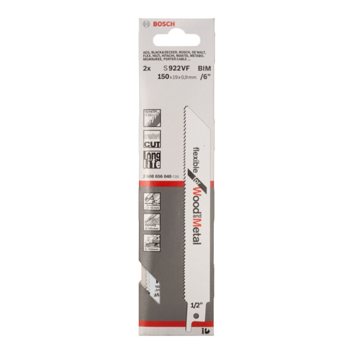 Bosch reciprozaagblad S 922 VF, Flexible for Wood and Metal