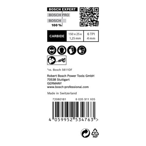 BOSCH Reciprozaagbladen, set, Omschrijving: 956DHM-E