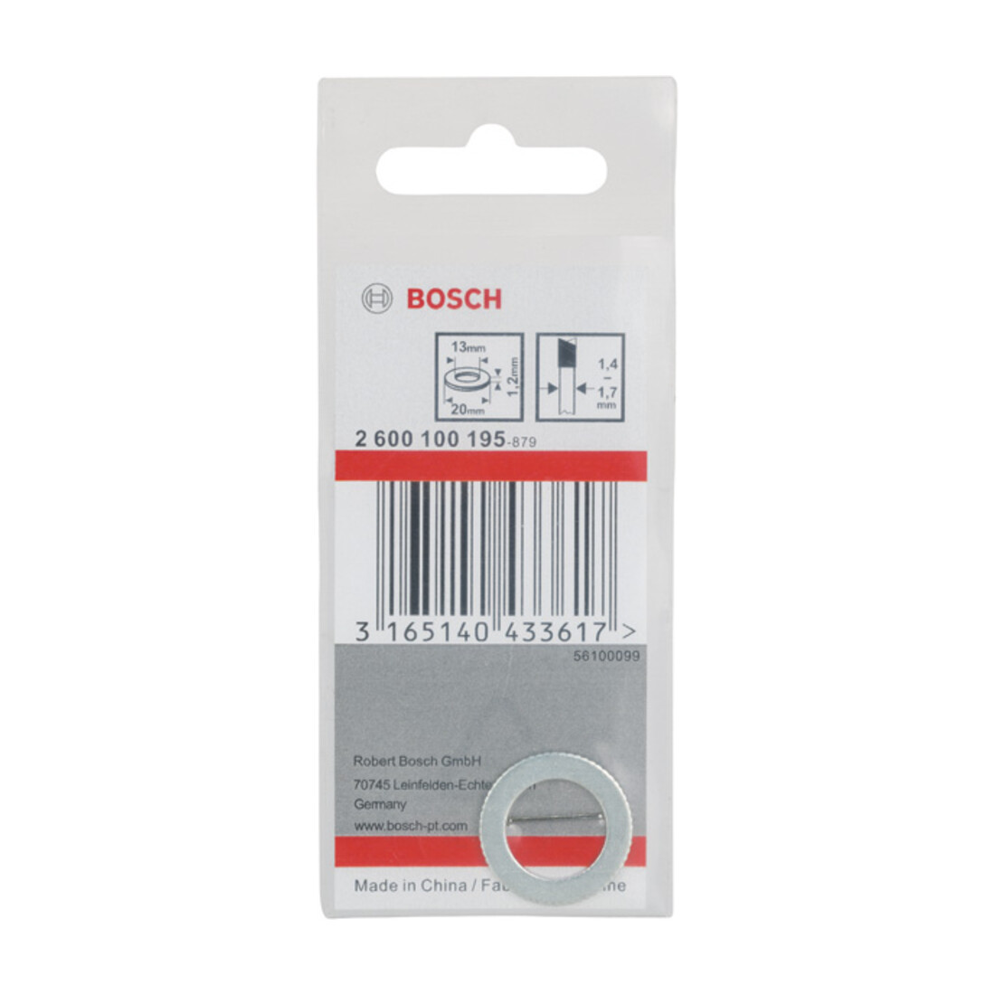Bosch reduceerring voor cirkelzaagbladen 20 x 13 x 1,2 mm