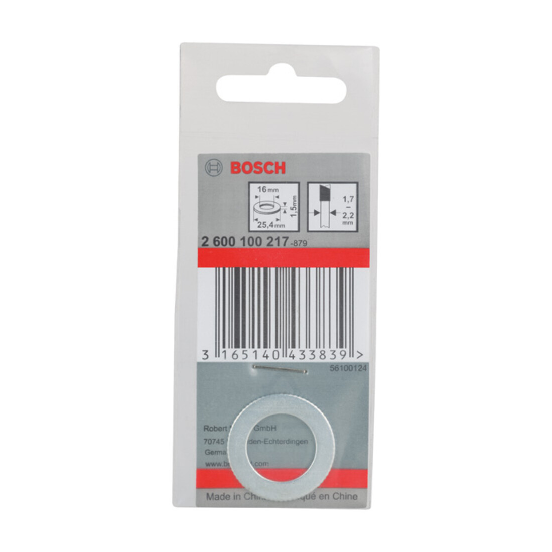 Bosch reduceerring voor cirkelzaagbladen 25,4 x 16 x 1,5 mm