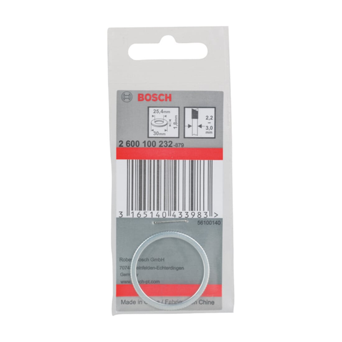 Bosch reduceerring voor cirkelzaagbladen 30 x 25,4 x 1,8 mm