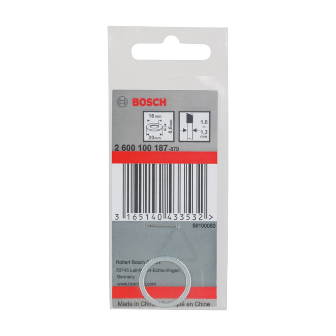 Bosch Reduzierring für Kreissägeblätter 20 x 16 x 0,8 mm