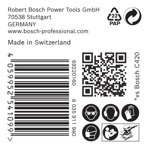 Bosch Rete abrasiva EXPERT M480 per levigatrice orbitale, 115x230mm, G 100