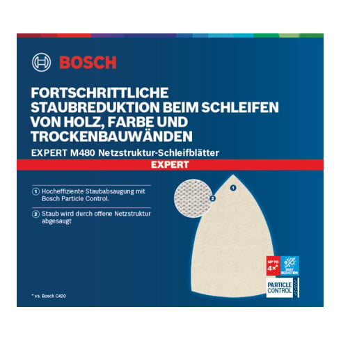 Bosch Rete di levigatura EXPERT M480 per levigatrice multipla,100x150mm G 120 10 pz. per levigatrice multipla