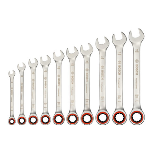 Bosch Ringmaulratschenlüssel Maulschlüssel-Set, 10-tlg.