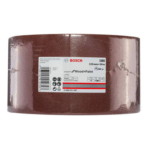 Bosch Rullo abrasivo J450 Expert for Wood and Paint, 115mmx50m 180