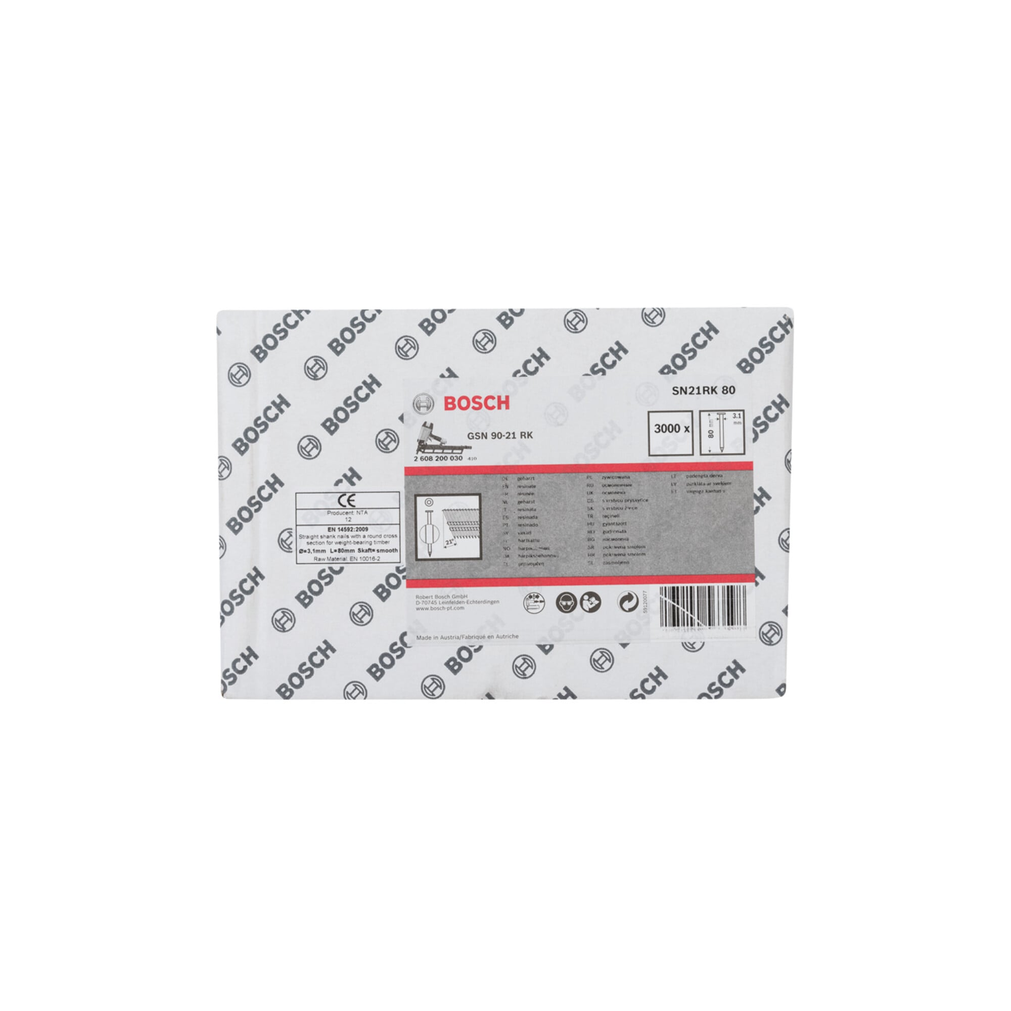 BOSCH Rundkopf-Streifennagel SN21RK 80 3,1 mm 80 mm blank glatt