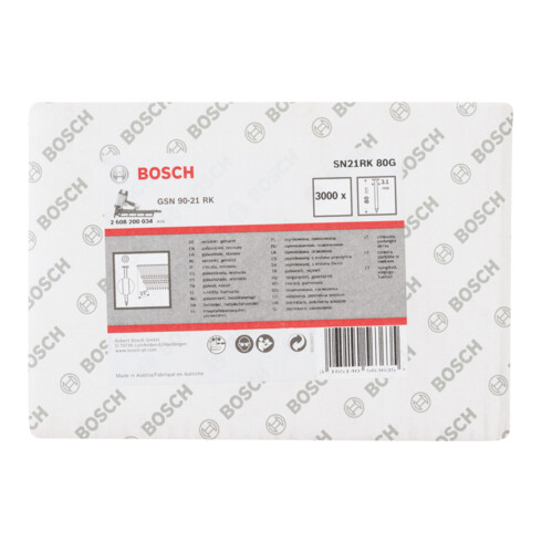 Bosch Rundkopf-Streifennagel SN21RK 80G 3,1 mm 80 mm verzinkt glatt