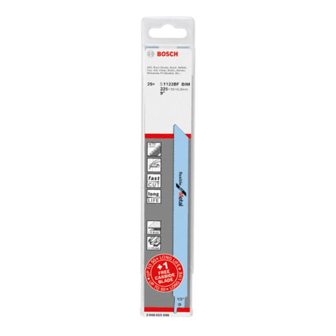 Bosch S 1122 BF + 1 Expert 'Métal dur moyen-épais' S 1155 HHM Jeu de lames de scie sabre, 25 pièces