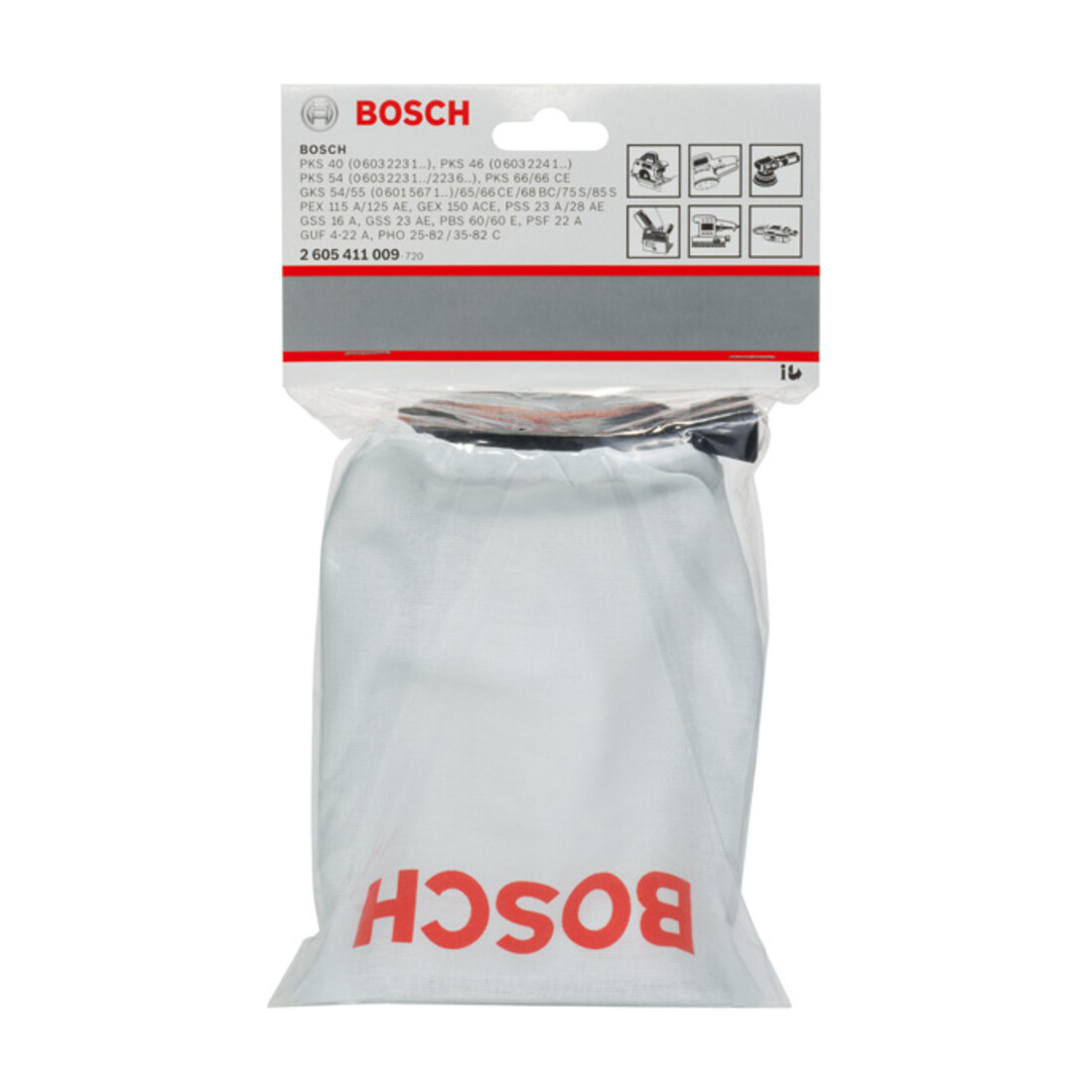 Bosch Sacchetto raccoglipolvere per levigatrici eccentriche, a nastro, orbitali, seghe circolari portatili, tessuto