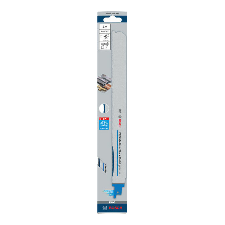 Bosch Säbelsägeblatt PRO Medium-Thick Metal precise S1237BEF 1,1 x 25 x 300 mm 5-tlg.