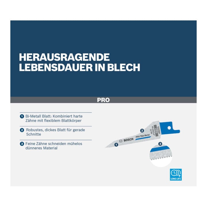Bosch Säbelsägeblatt PRO Thin Metal S325GF 1,25 x 7 x 85 mm 5-tlg.