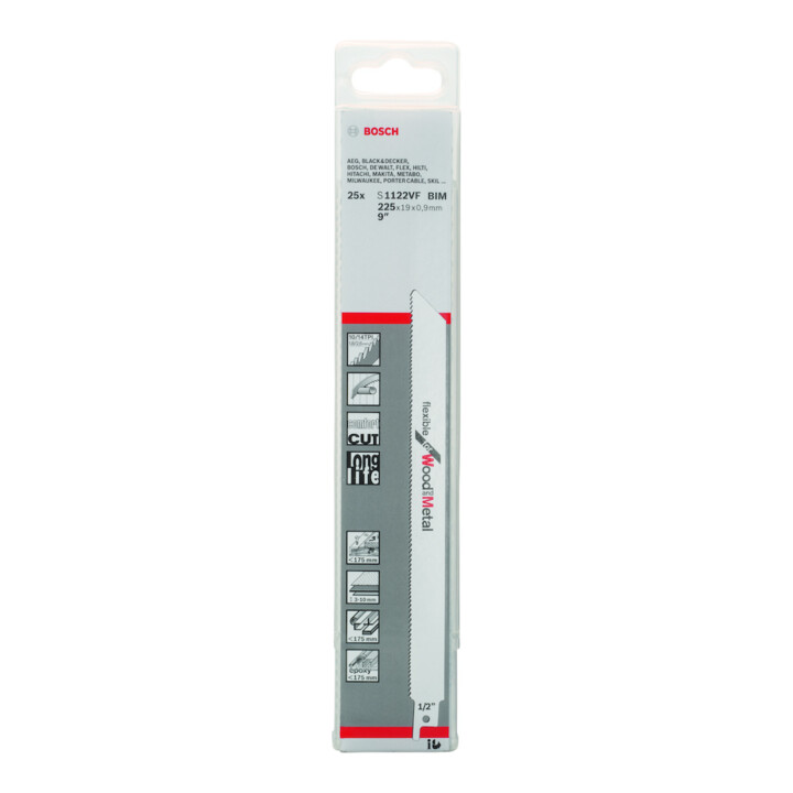 Bosch Säbelsägeblatt S 1122 VF VE à 25 Stück Flexible f Wood and Metal