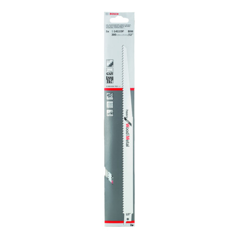 Bosch Säbelsägeblatt S 1411 DF, Heavy for Wood and Metal