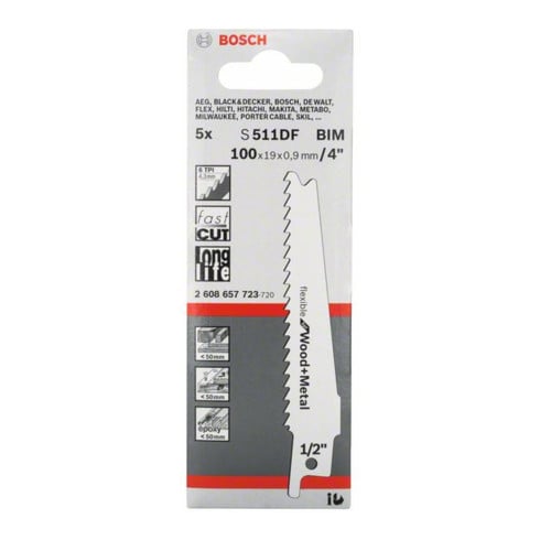 Bosch Säbelsägeblatt S 511 DF, Flexible for Wood and Metal