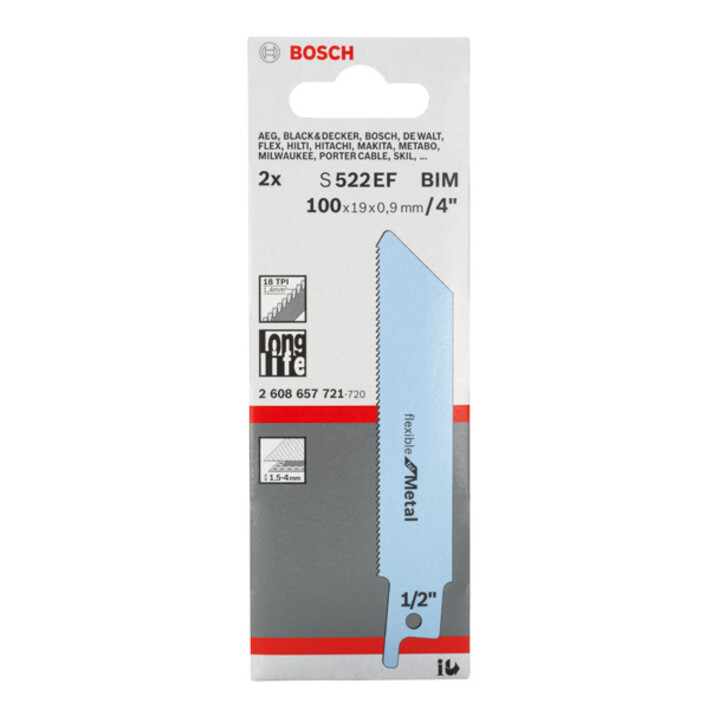 Bosch Säbelsägeblatt S 522 EF, Flexible for Metal