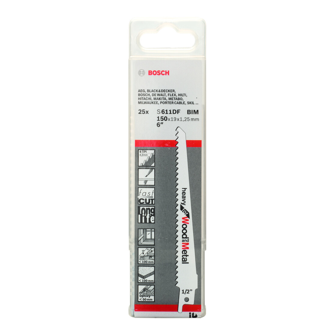 Bosch Säbelsägeblatt S 611 DF VE à 25 Stück Heavy for Wood and Metal