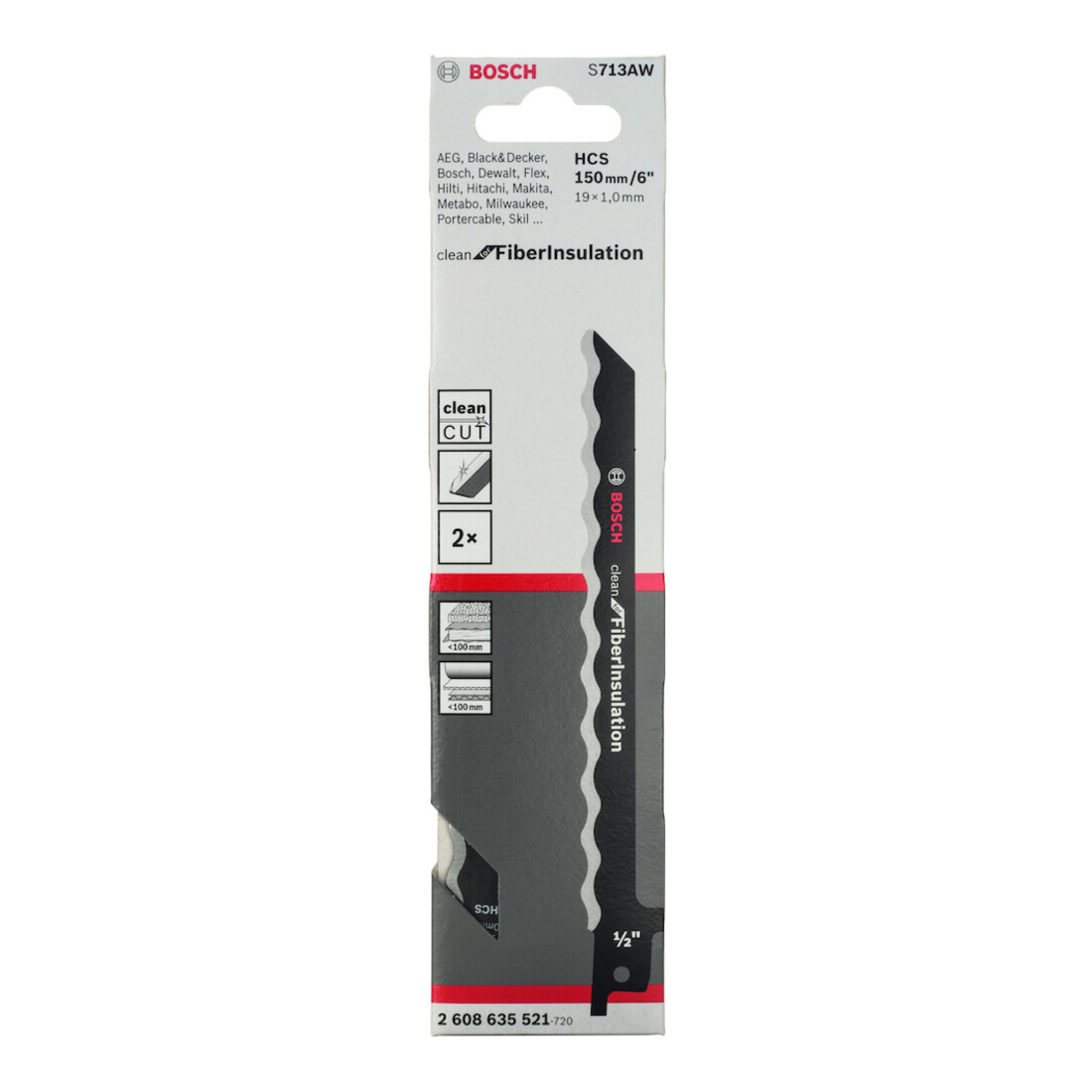 Bosch Säbelsägeblatt S 713 AW VE à 2 Stück Clean f Fibre Insulation