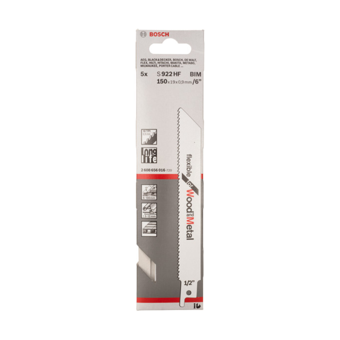 Bosch Säbelsägeblatt S 922 HF, Flexible for Wood and Metal